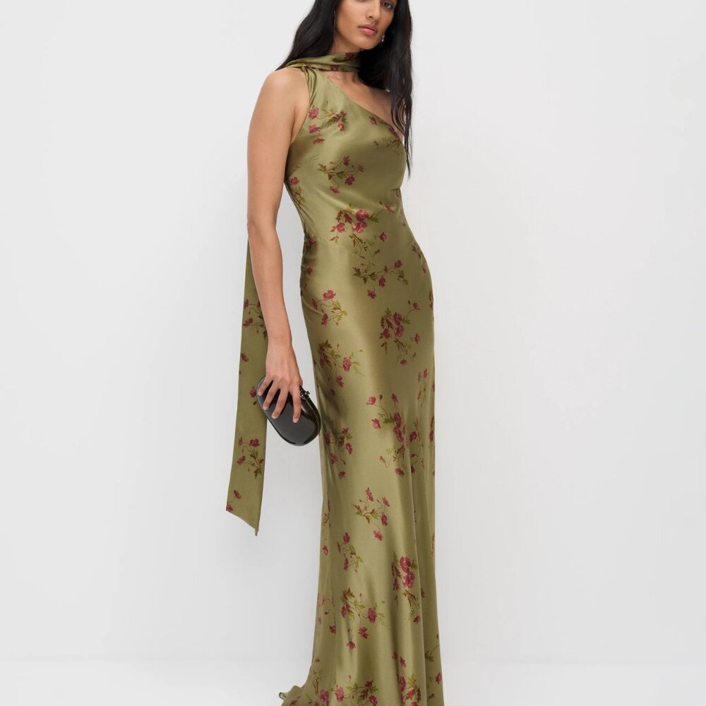 Reformation Jazzlyn Silk Dress in Demi - Size 10 - Picture 2 of 6